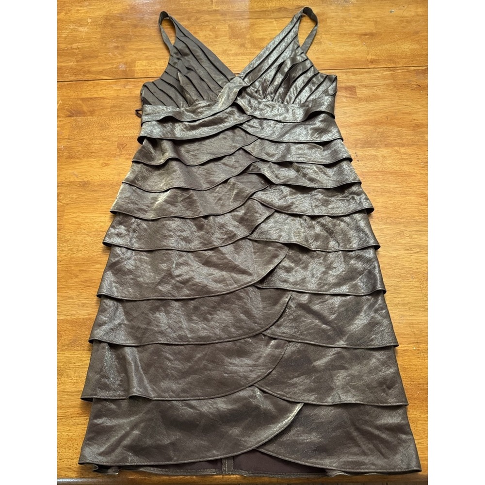 Heine Women's Bronze Tiered Dress Sz Medium 36" Bust Cocktail Special Occasion
